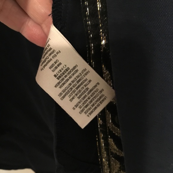 NWT Free People Off Campus Navy Blue Gold Metallic Oversized Button Front Top - Picture 10 of 16